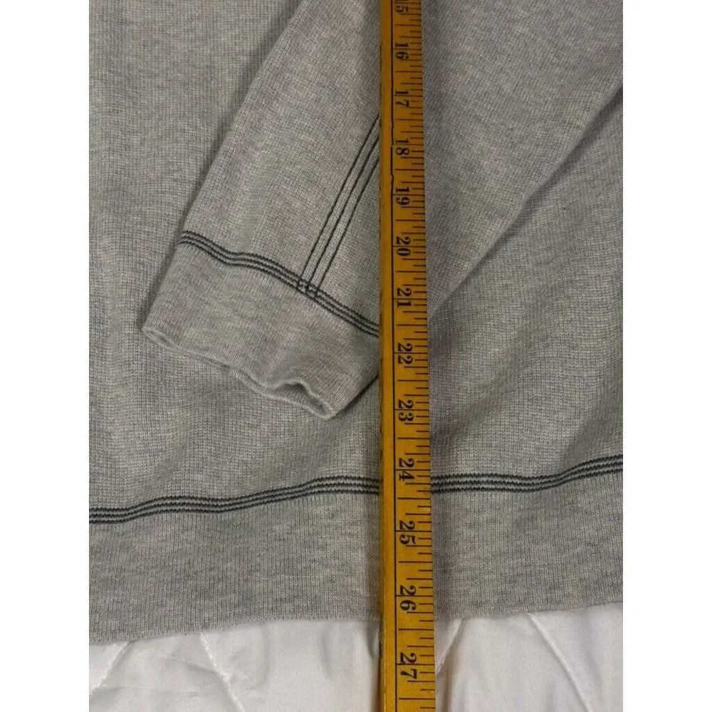 IZOD Mens Mock Neck 1/4 Zip Pullover Sweater XL Grey‎ Cotton Contrast Stitching